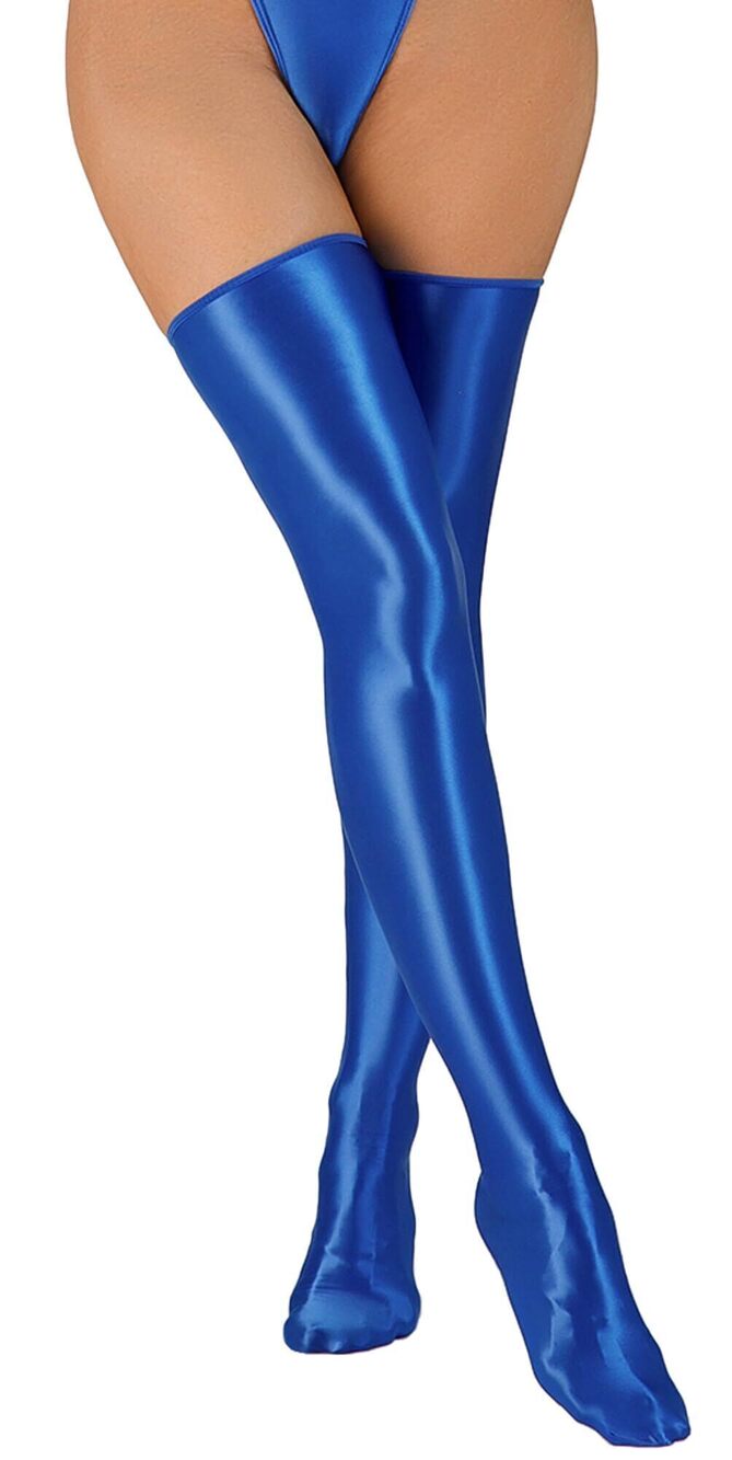 5787 Opaque Thigh High Stockings - Shimmery Glossy Oil Shiny Long Cosplay